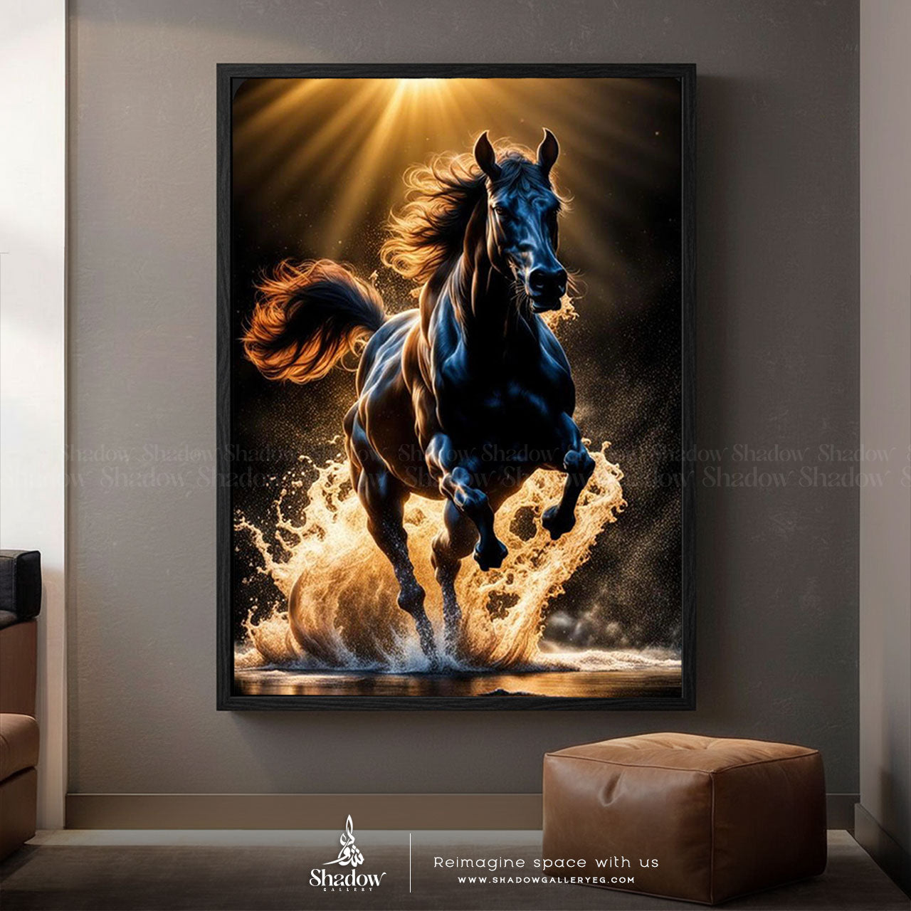 Beautiful Horse Art: Majestic Running Horse Painting – premium framed canvas wall art