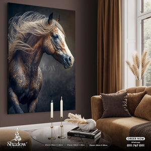 Dusky Brown Horse Wall Frame – premium framed canvas wall art