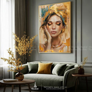 An Abstract Portrait of a Beautiful Lady – premium framed canvas wall art