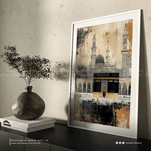 Al-Ka'aba - Canvas Wall Art – styled in a modern room setting