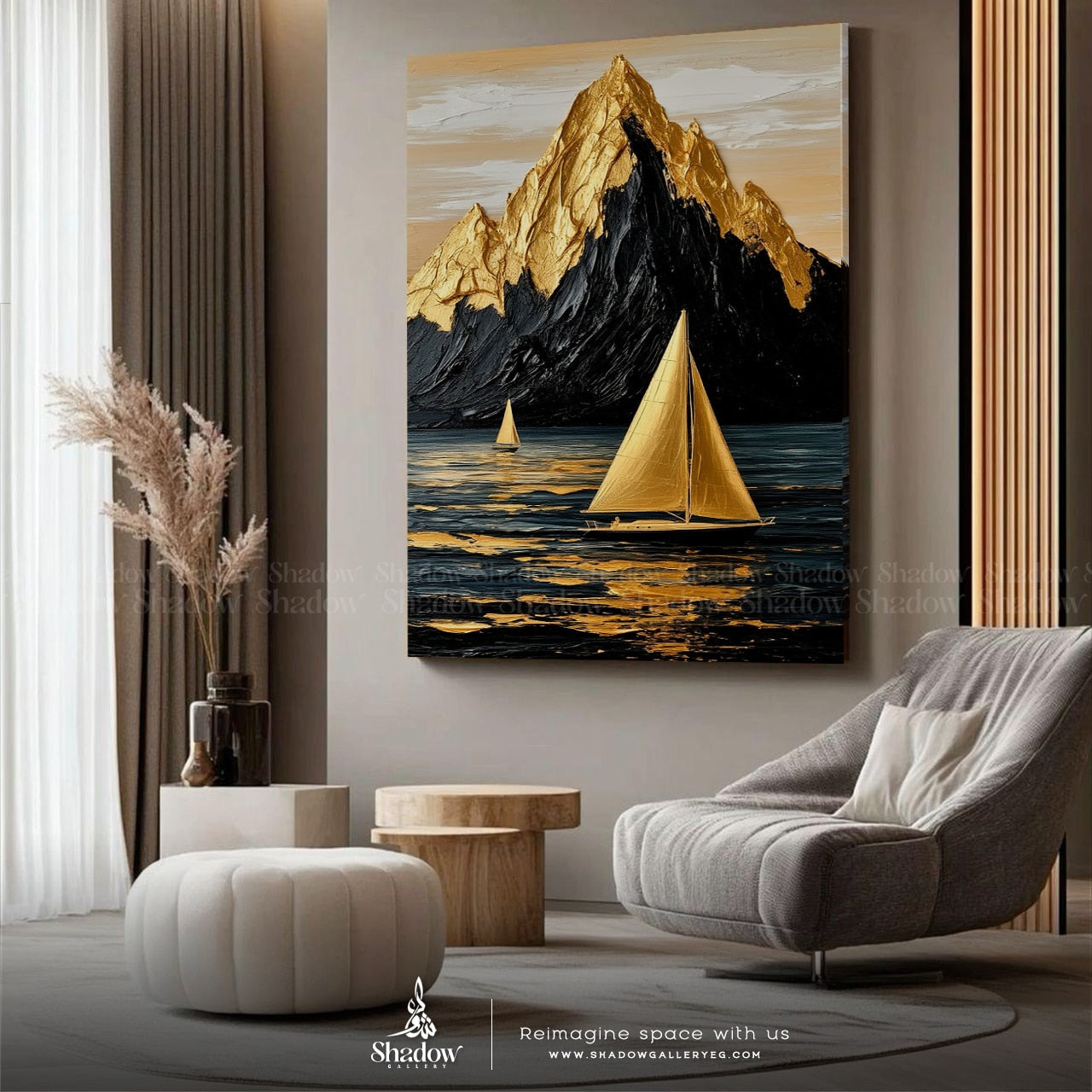 Luxury Print on Camvas Sailboat Glitter – close-up detail of frame and canvas texture