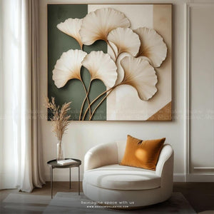 Retro Ginkgo Leaves Square Wall Art – premium framed canvas wall art