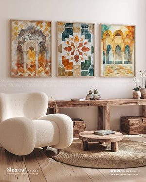 Alhambra Islamic Wall Art Set of 3 – premium framed canvas wall art