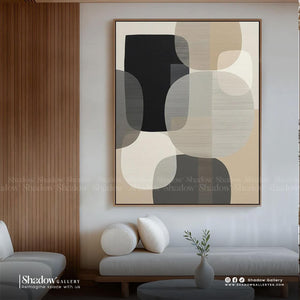 Large Vertical Abstract Canvas in Neutral Tones Wall Frame – premium framed canvas wall art