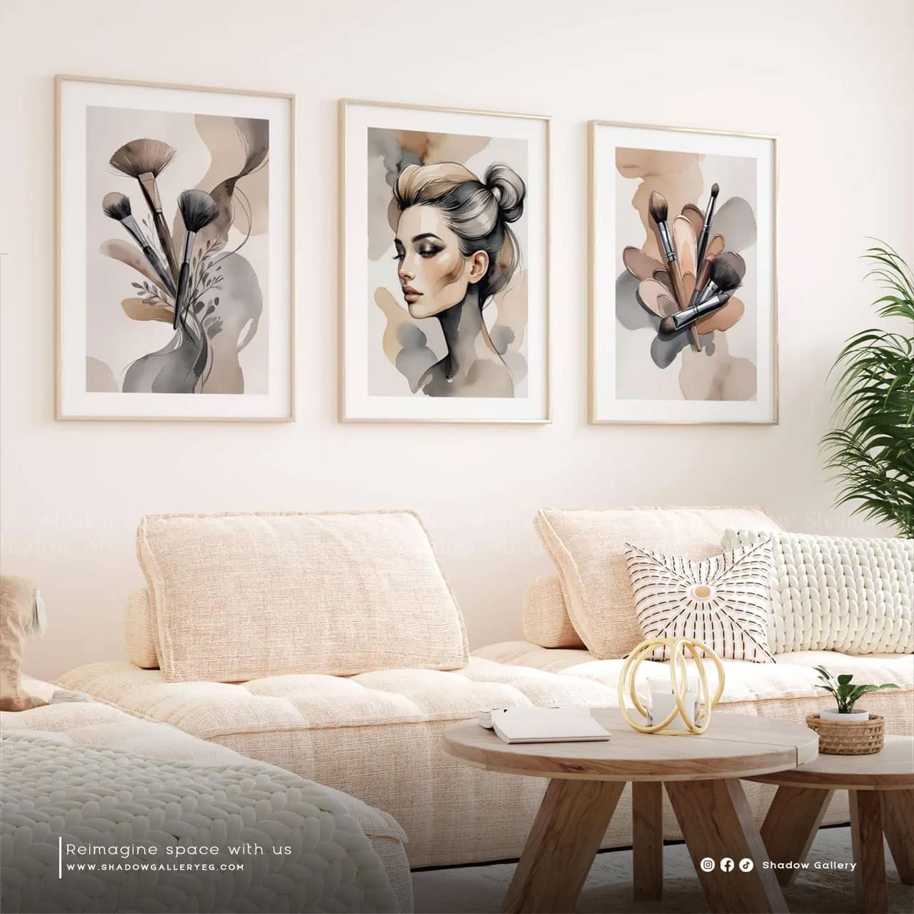 Abstract Makeup Girl - Set of 3 – premium framed canvas wall art