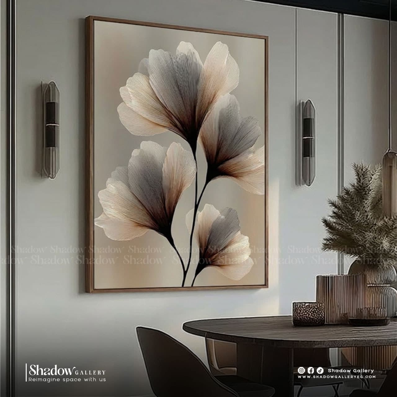 The Ginkgo Bloom - Modern 3D Textured Floral Wall Art – premium framed canvas wall art