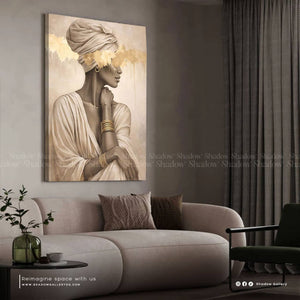 Elegant African Portrait Wall Art – close-up detail of frame and canvas texture