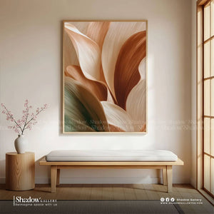 Abstract Textured Botanical Canvas Art – styled in a modern room setting