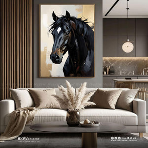 Abstract Black Horse Portrait Canvas Art – premium framed canvas wall art