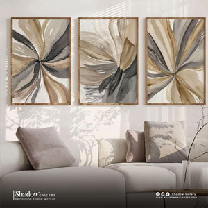Neutral Abstract Triptych Wall Art (3-Piece Set) – styled in a modern room setting