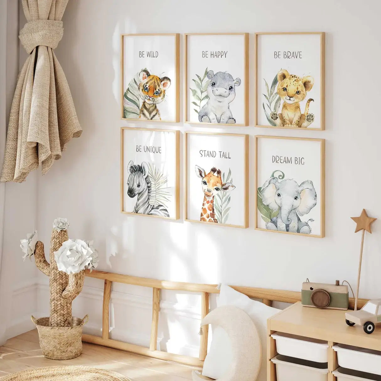 Safari Animal Wall Art Set Six Frames – premium framed canvas wall art