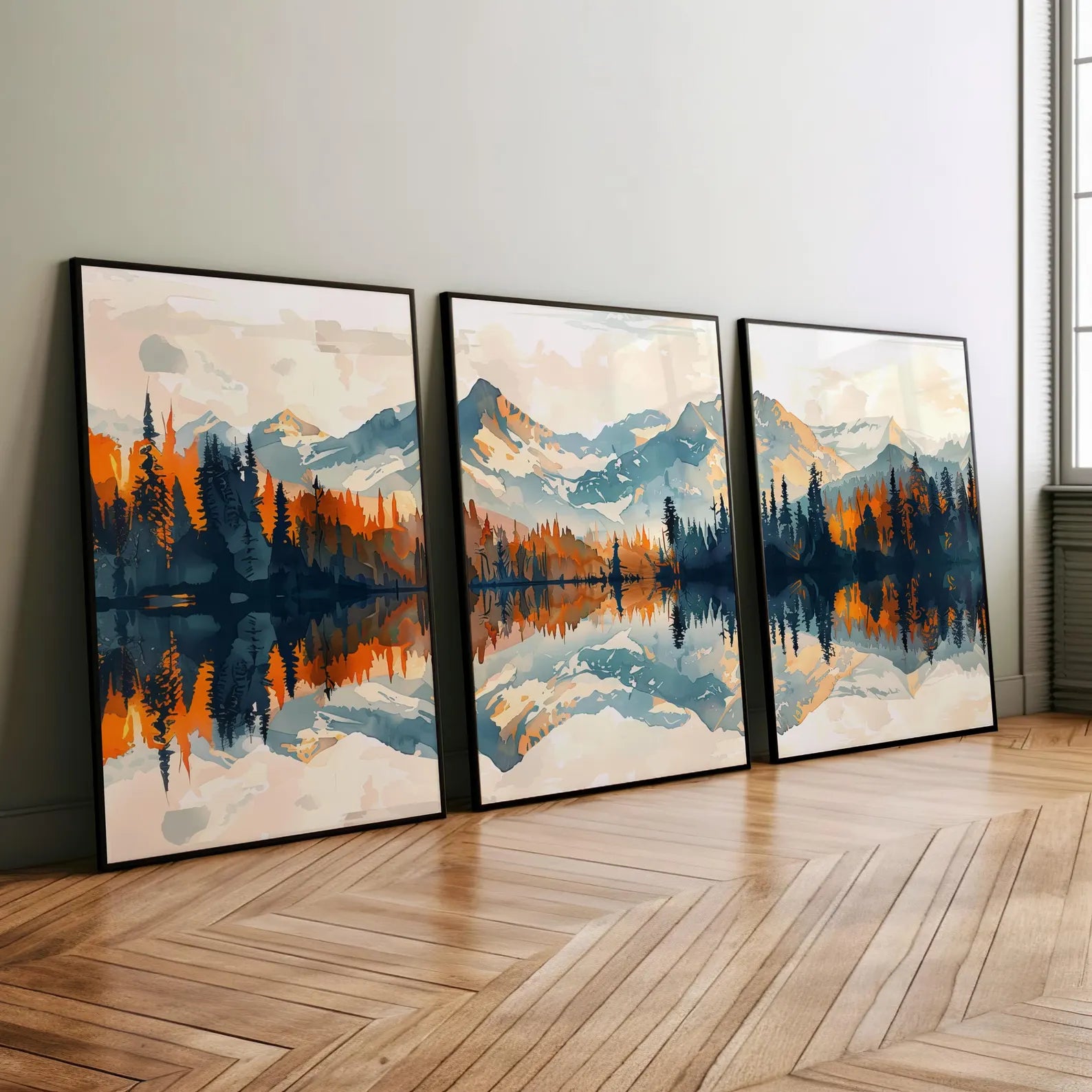 Serene Mountain Lake Panoramic Canvas Art | Shadow Gallery