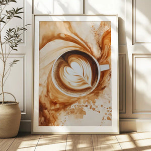 Abstract Coffee Wall Print, Modern Coffee Print, – premium framed canvas wall art