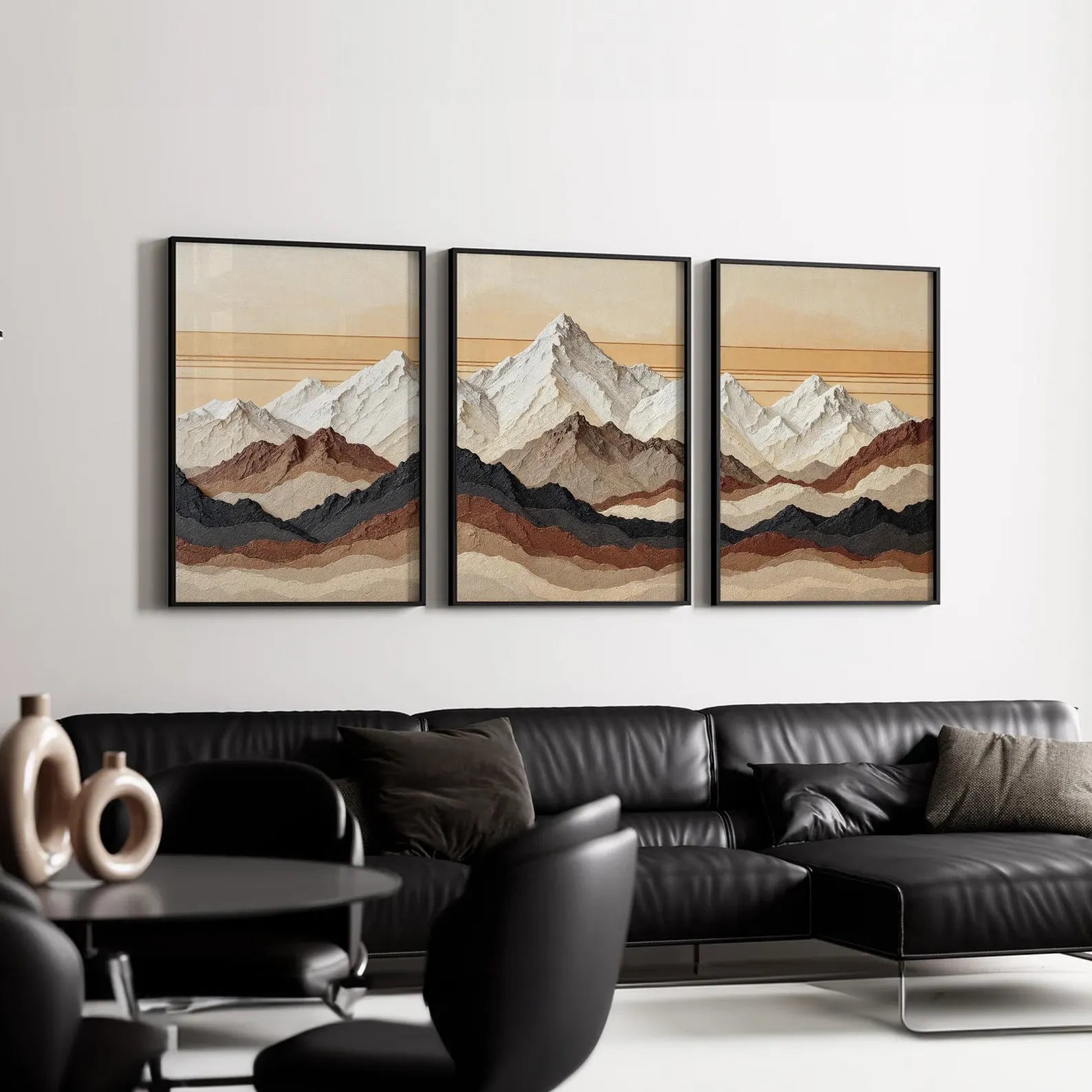 Modern Neutral Mountain Set of 3 – premium framed canvas wall art