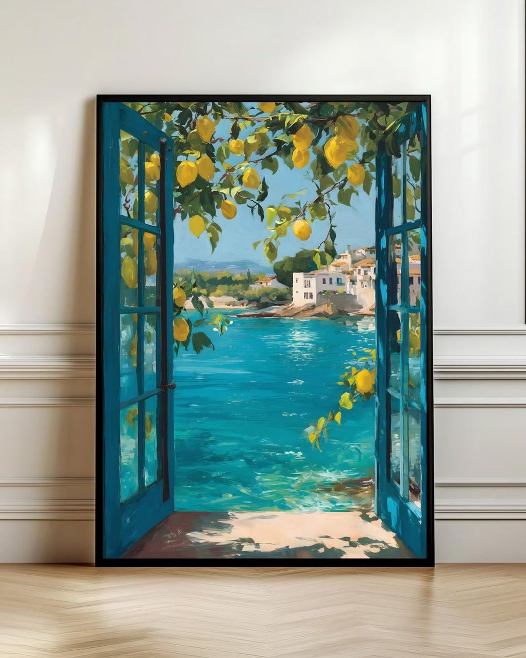 Mediterranean Lemon Tree Window View Art