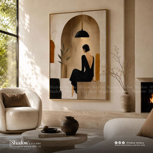 Minimalist Woman Arched Doorway Canvas Art – premium framed canvas wall art