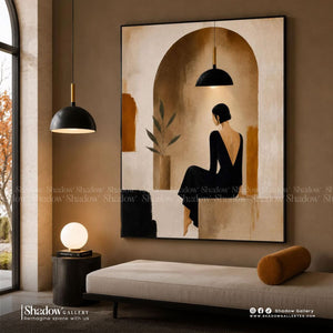 Minimalist Woman Arched Doorway Canvas Art – styled in a modern room setting