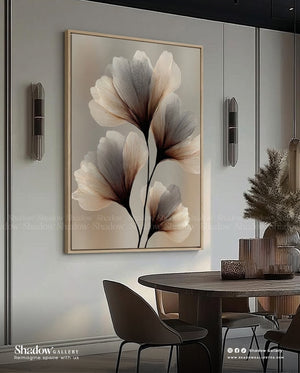 The Ginkgo Bloom - Modern 3D Textured Floral Wall Art – styled in a modern room setting
