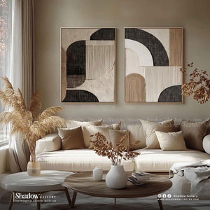Textured Japandi Diptych Wall Art (2-Piece Set) – premium framed canvas wall art