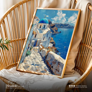 Santorini Blue Ocean – premium framed canvas wall art