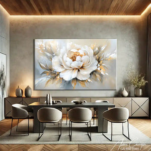 Delicate Flower in Soft Hues Wall Frame – styled in a modern room setting