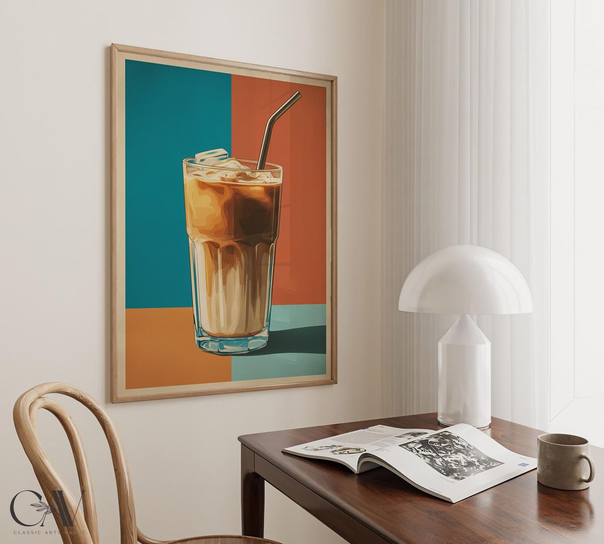 Coffee Iced Latte Poster Coffee Bar Print – premium framed canvas wall art