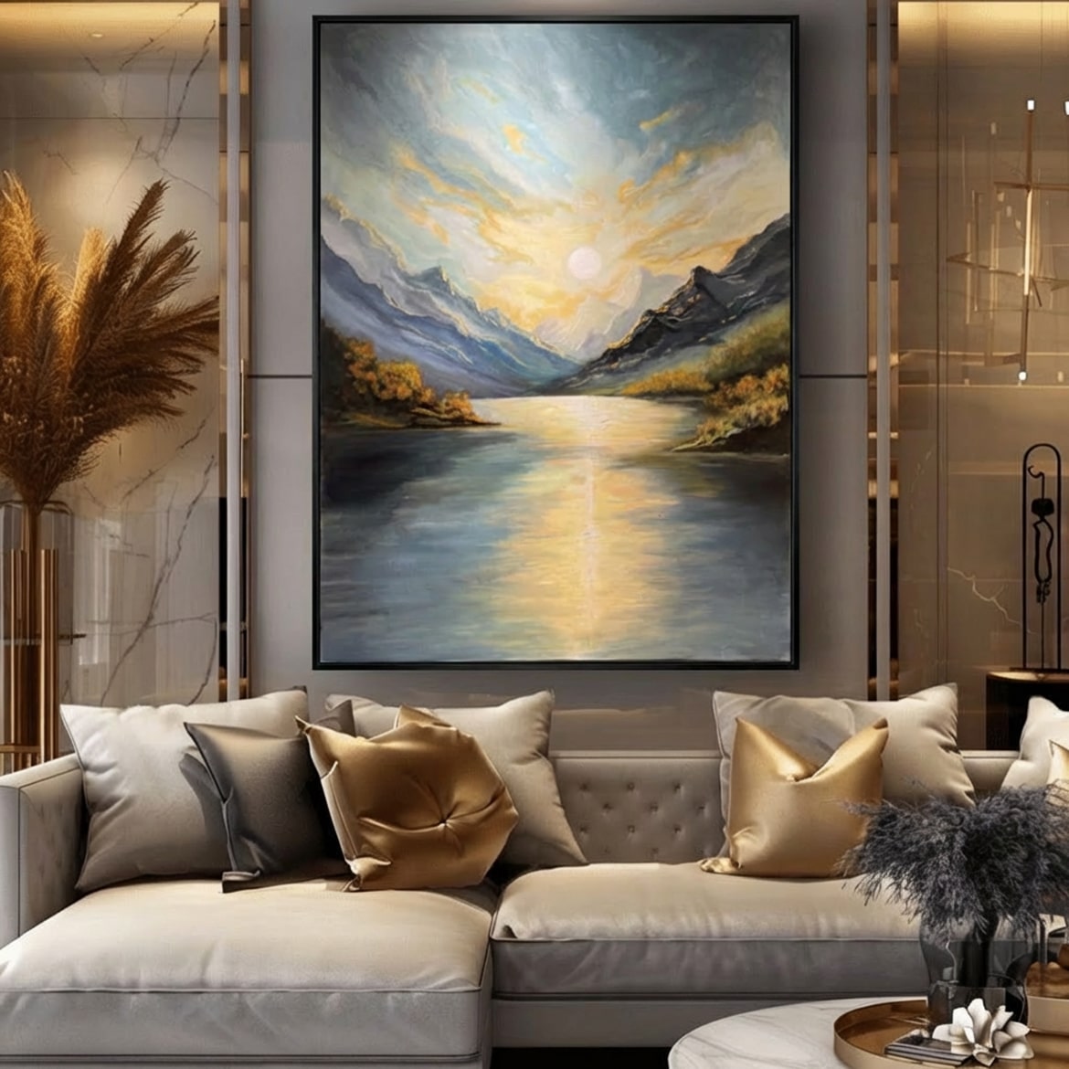 Mountains Sun Set Canvas wall Frame – premium framed canvas wall art