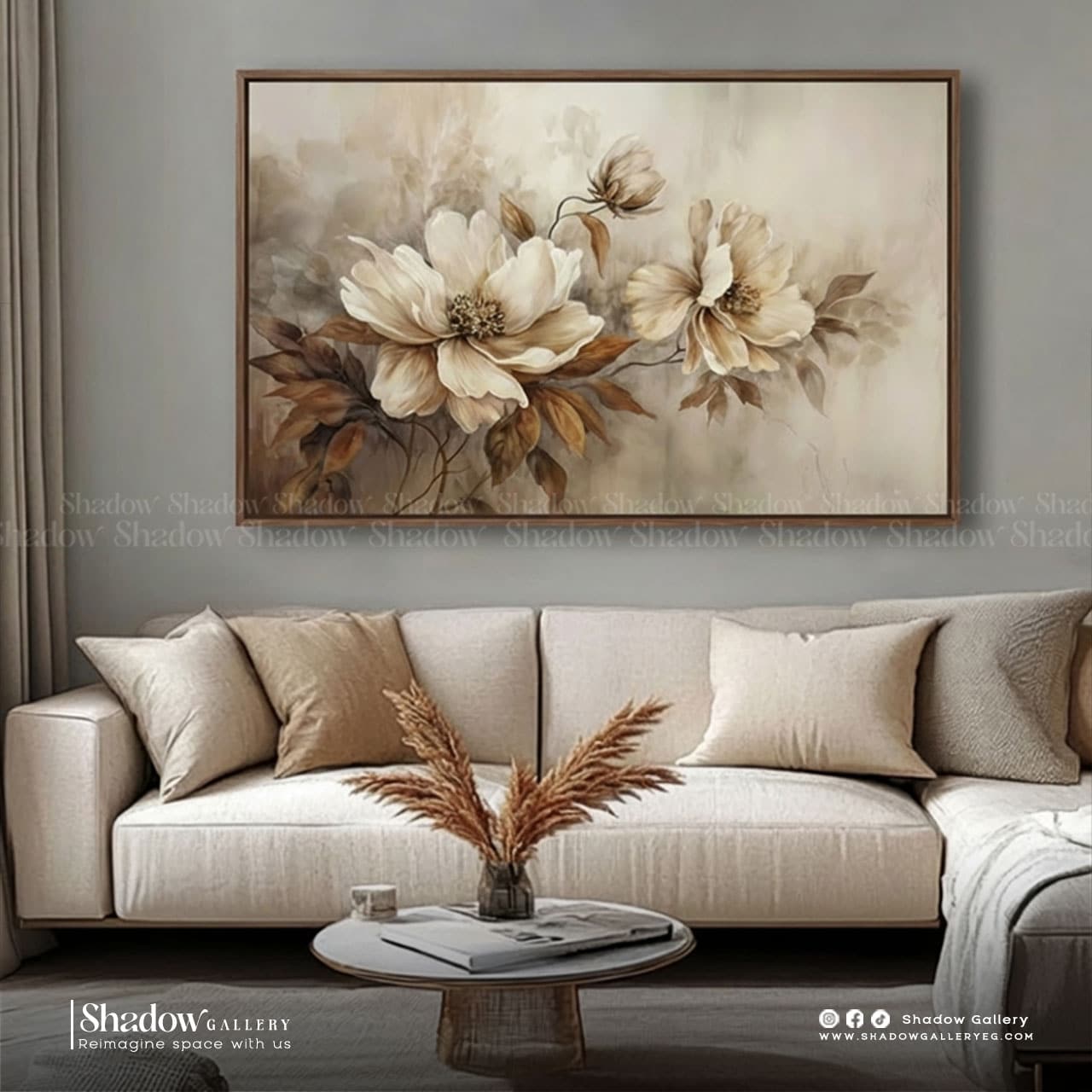 The Ochre Bloom - Large Textured Floral Wall Art – premium framed canvas wall art