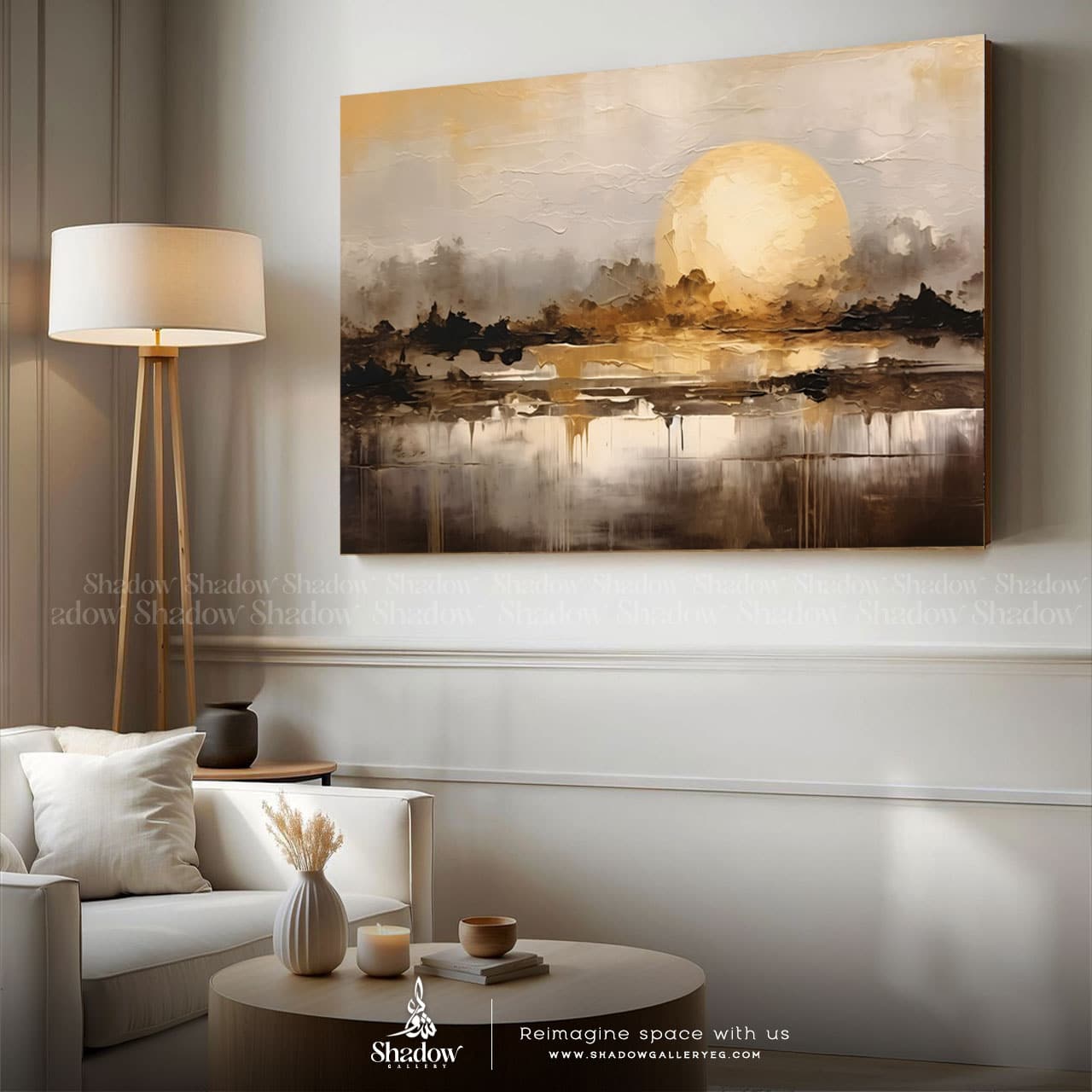 Modern Abstract Canvas landscape – close-up detail of frame and canvas texture