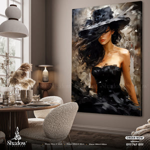 Portrait Woman With Hat Printed – premium framed canvas wall art