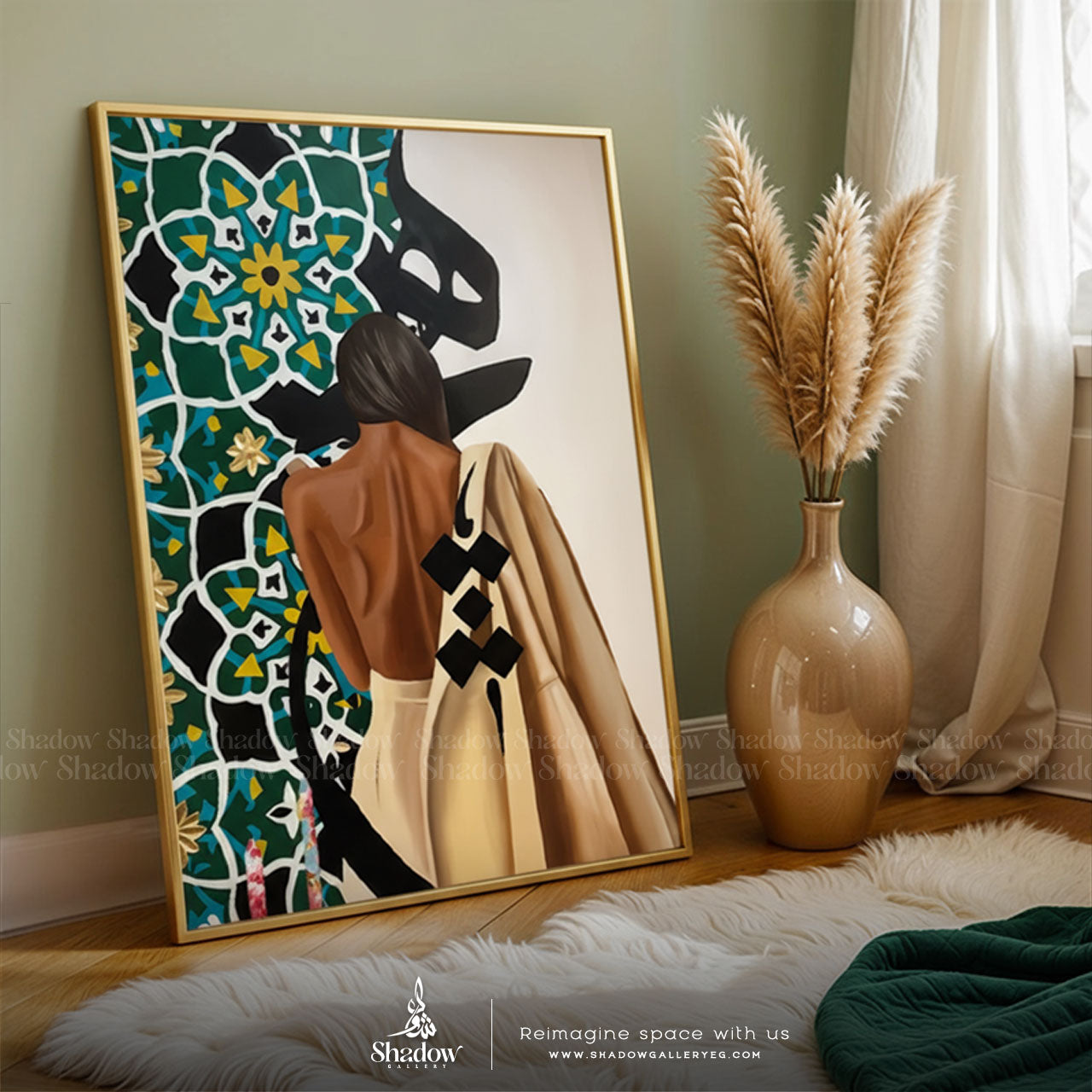 'Heya' Beuatiful Woman Wall Frame With Arabic Calligraphy – premium framed canvas wall art