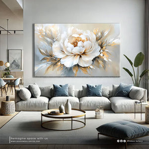 Delicate Flower in Soft Hues Wall Frame – styled in a modern room setting