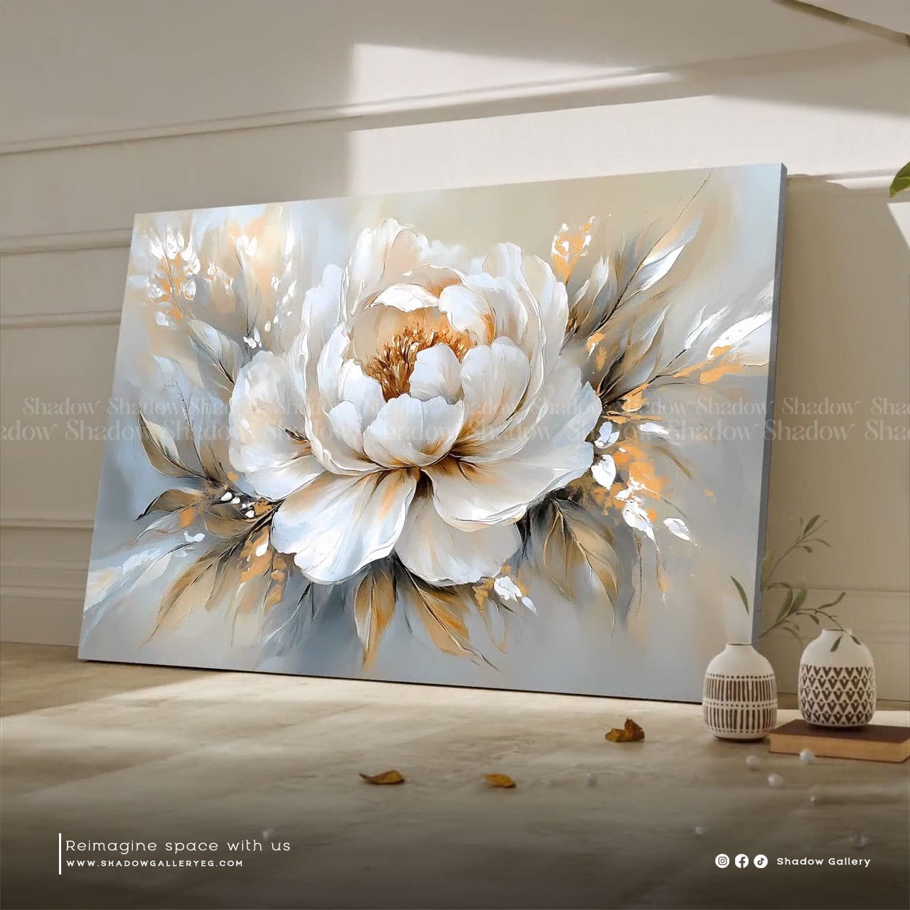 Delicate Flower in Soft Hues Wall Frame – styled in a modern room setting