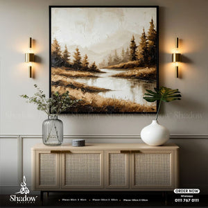 Forest Landscape in Fall Colors Canvas – close-up detail of frame and canvas texture