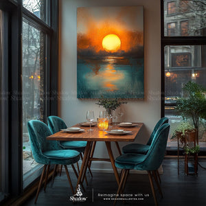 Ocean Sunset Canvas Wall Art Print – close-up detail of frame and canvas texture