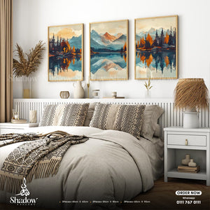 Mountain and Lake Panoramic View – premium framed canvas wall art