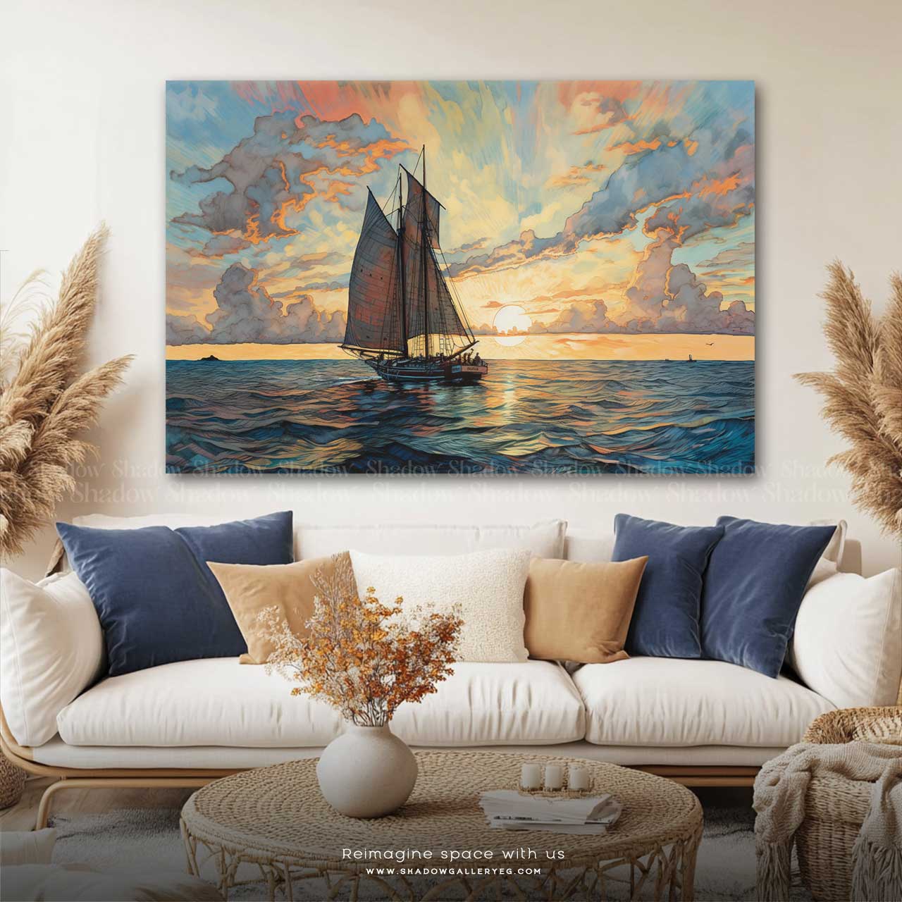 Sailboat in the sea Wall Art – premium framed canvas wall art