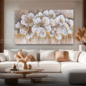 Abstract Flowers Wall Art Canvas Print – close-up detail of frame and canvas texture