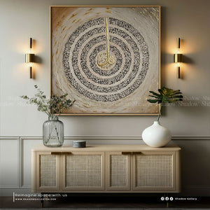 4 Quls Islamic Canvas Print | Arabic Calligraphy – styled in a modern room setting