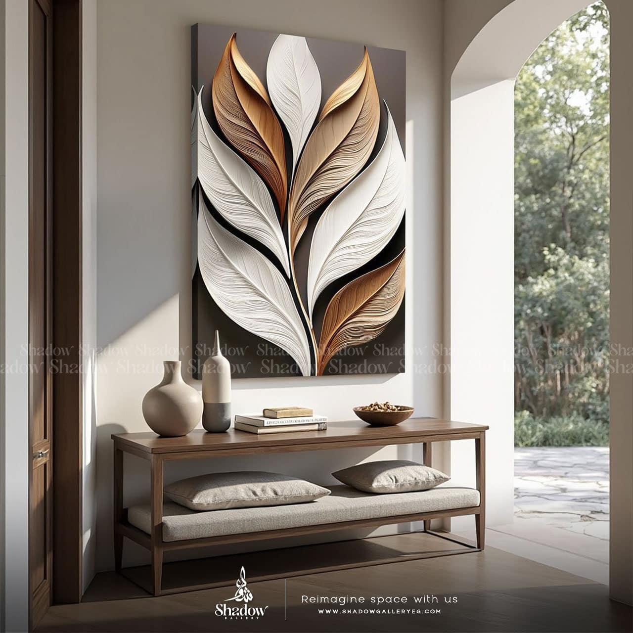 Elegant Leaf Wall Art | Abstract Leaf Canvas – premium framed canvas wall art