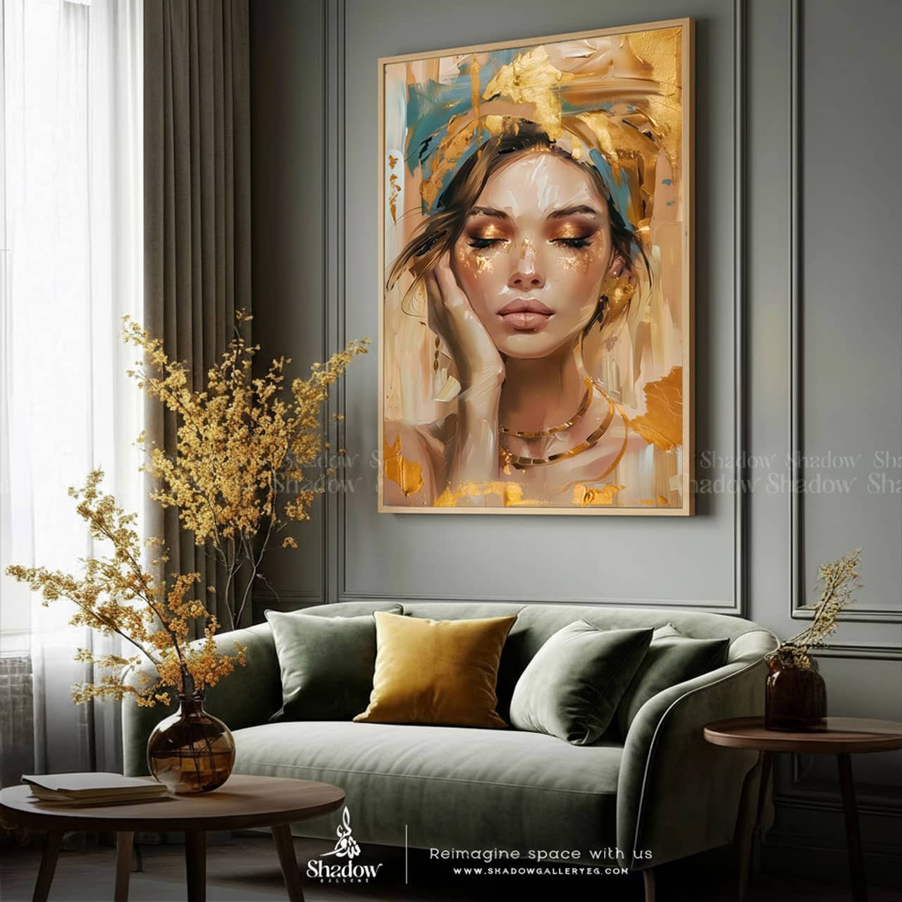 An Abstract Portrait of a Beautiful Lady – styled in a modern room setting