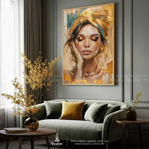 An Abstract Portrait of a Beautiful Lady – styled in a modern room setting