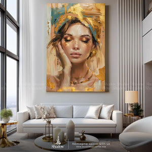 An Abstract Portrait of a Beautiful Lady – styled in a modern room setting