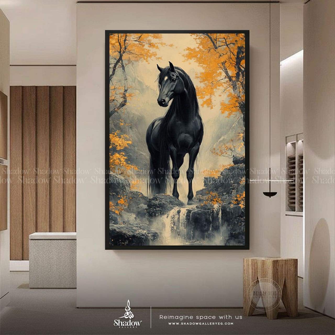Majestic Black Horse Wall Frame – premium framed canvas wall art