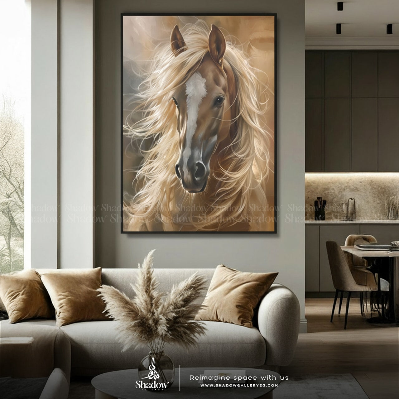 Brown White, Large Portrait Artwork – premium framed canvas wall art