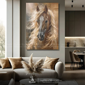 Brown White, Large Portrait Artwork – styled in a modern room setting