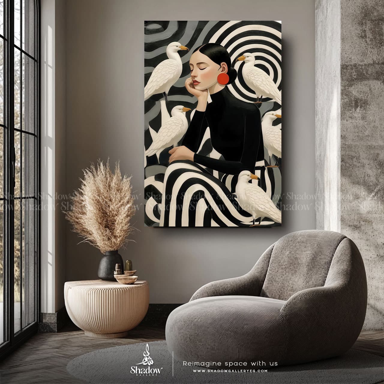 The White Birds Wall Frame – close-up detail of frame and canvas texture