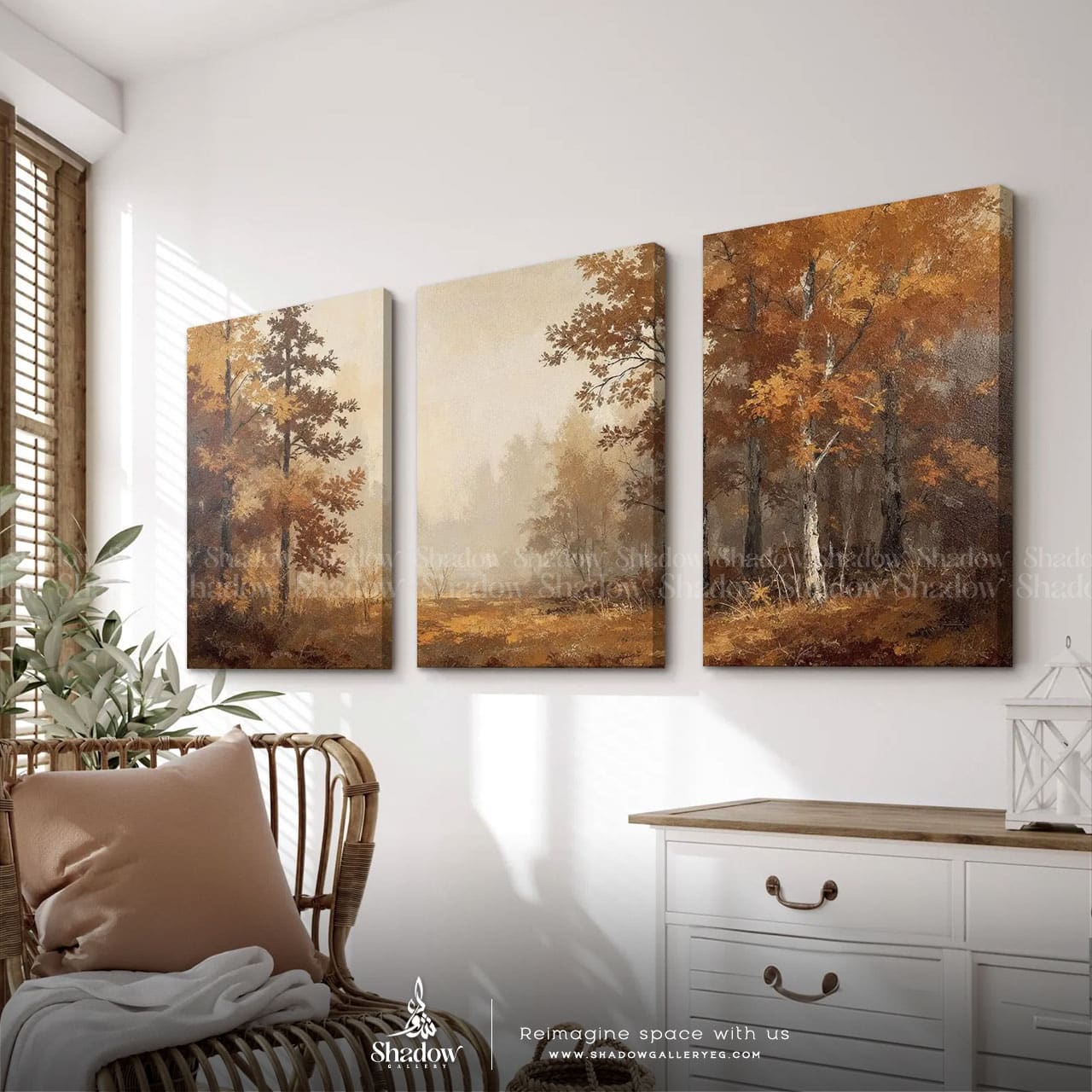 Rustic Sepia Forest Wall Art Set of 3 – premium framed canvas wall art