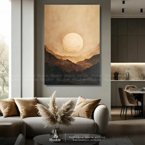Mountains Sun Rise Abstract Wall Frame – premium framed canvas wall art