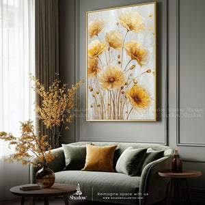 Yellow Neutral Botanical Wall Art – premium framed canvas wall art